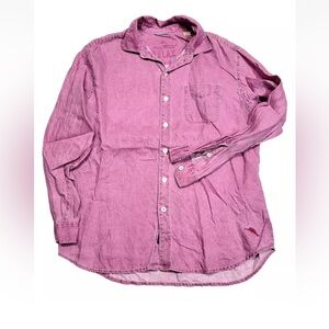 Tommy Bahama Relaxed Button-Up Long-Sleeve Pink Salmon Linen Shirt Men's Medium